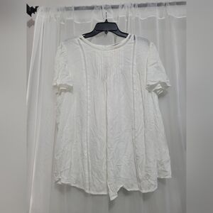 Knox Rose White Peasant Gauze Lace Short Sleeve Blouse Women’s XXL